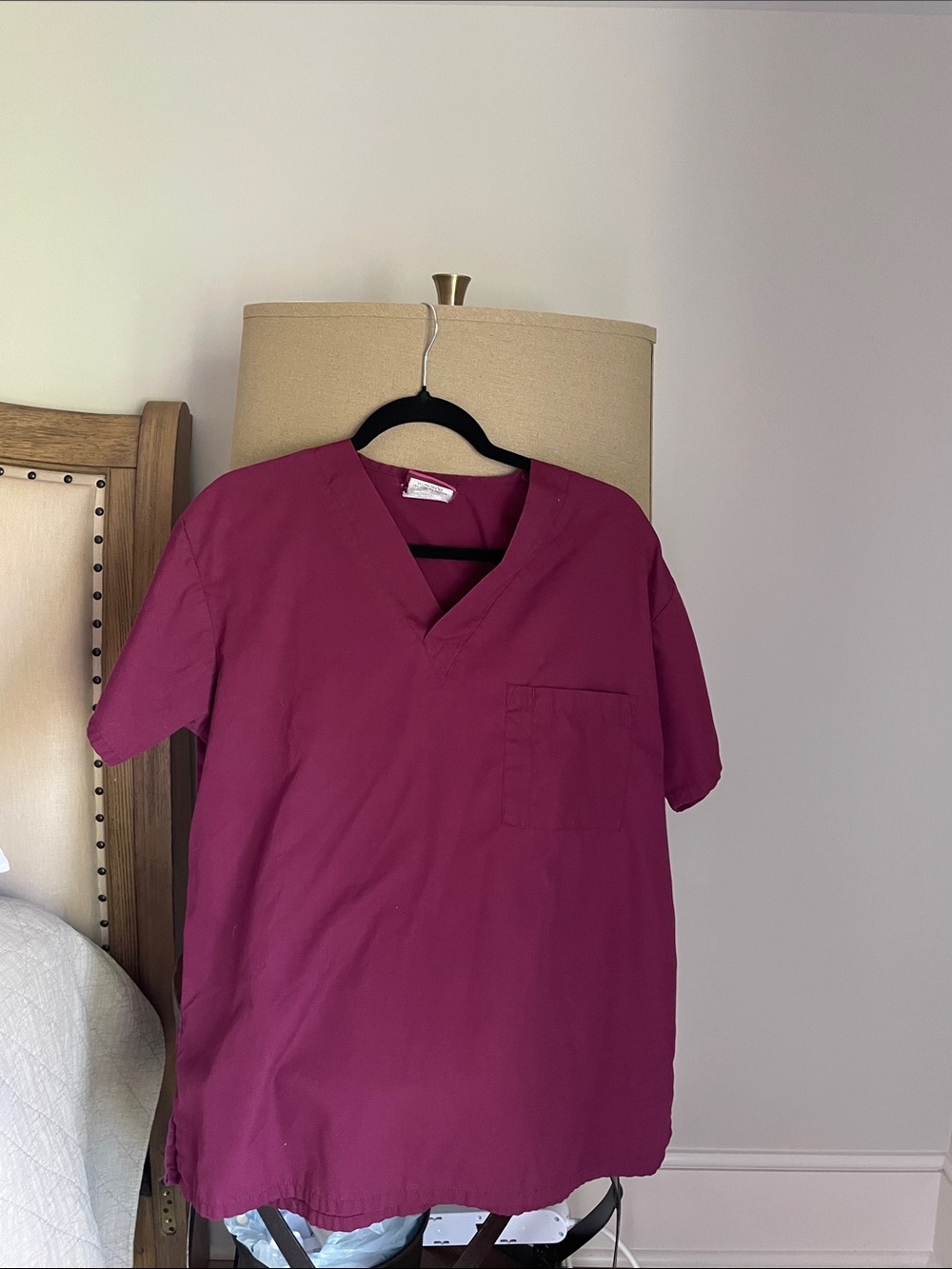 Butter Soft Wine Berry V-Neck Scrub Top